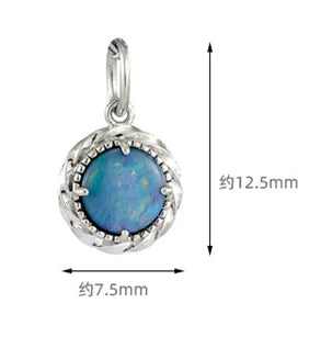 Emotional Factory 925 Sterling Silver 14K Gold Plated Gemstone Double Layer Disc Round Opal Pendant