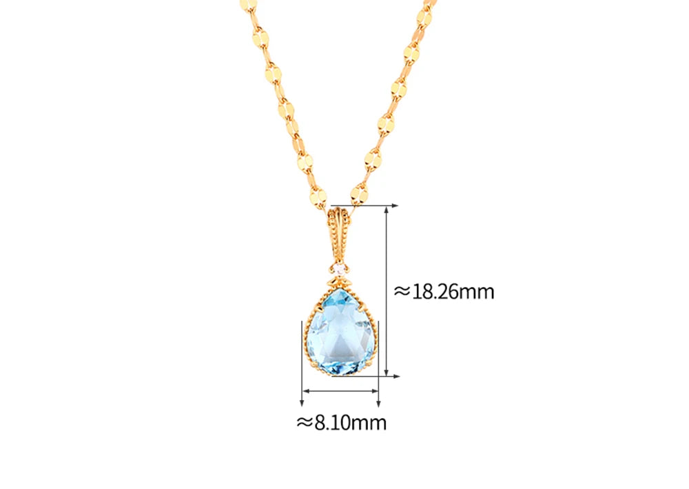 Emotional Factory 925 Sterling Silver 14K Gold Plated Gemstone Series Custom Citrine Lips Topaz Water Drop Necklace