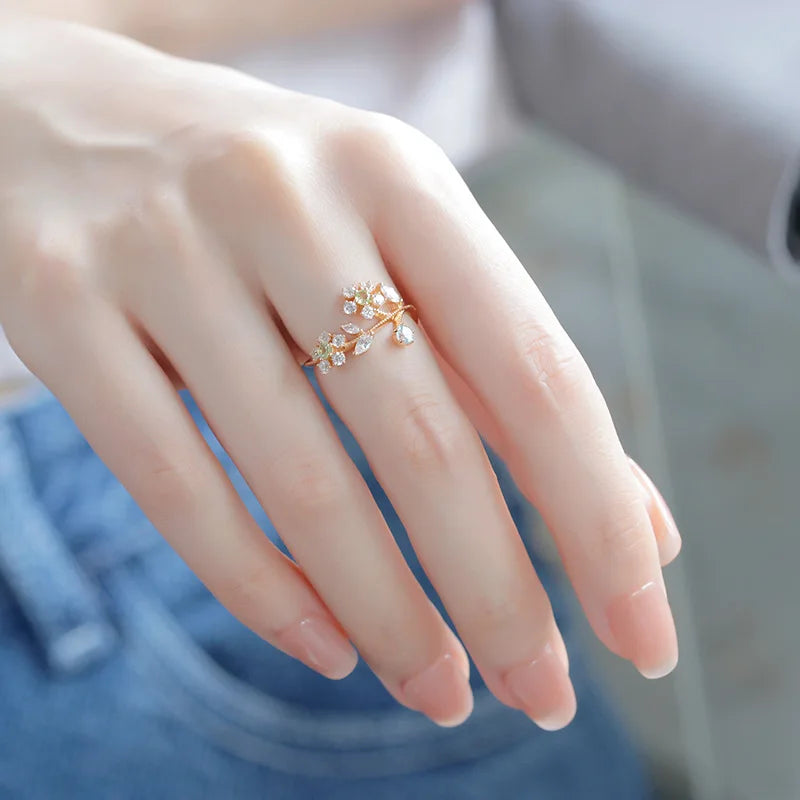 Emotional 925 Sterling Silver 14K Gold Plated Gemstone Picture Frame Premium Set Natural Peridot White Zirconia Vine Ring