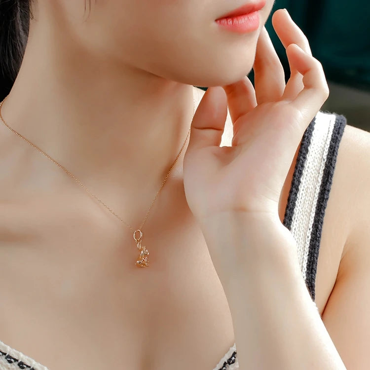 Emotional Factory 925 Sterling Silver 14K Gold Plated Gemstones Animals Zircon Stereo Pet Dog Necklace