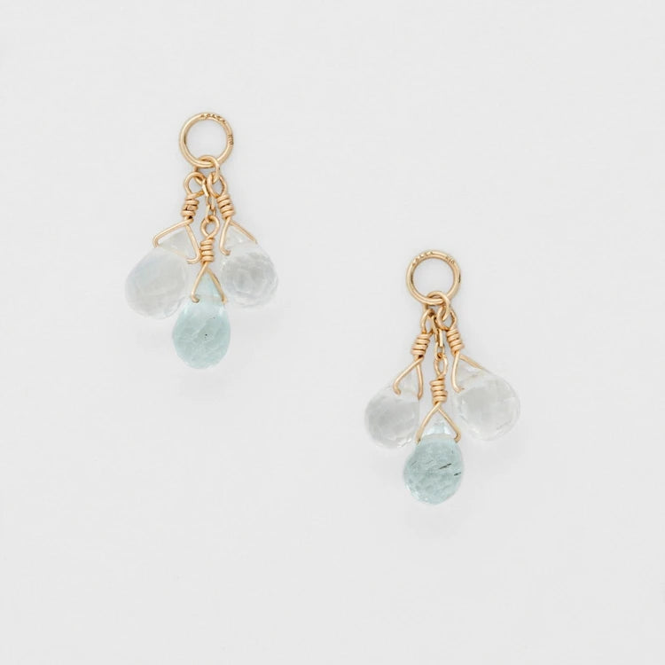 Emotional Factory 925 Sterling Silver 14K Gold Plated Gemstone Bead Pendant Blue topaz Stone Earrings