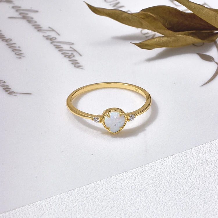 Emotional Factory 925 Sterling Silver 14K Gold Plated Gemstone Natural Topaz Heart Shaped Opal Ring