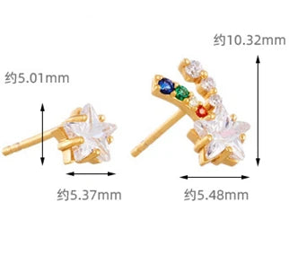 Emotional Factory 925 Sterling Silver 14K Gold Plated Gemstone Asymmetric Star Meteor Earrings