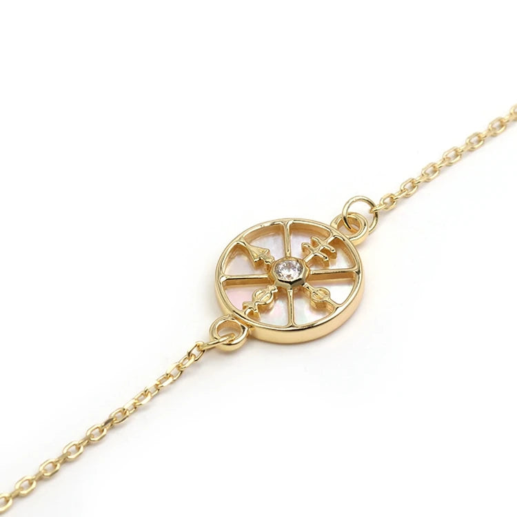 Emotional Pulseras Tendencia Luxus Schmuck Factory 925 Sterling Silver 14K Gold Plated Cz  White Shell Hollow Bracelet