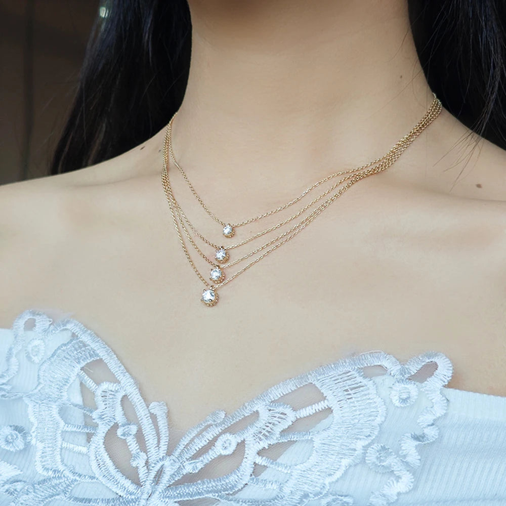 Emotional Factory 925 Sterling Silver 14K Gold Plated Gemstone Single Solitaire Four-Clawed Set Stone Moissanite  Necklace