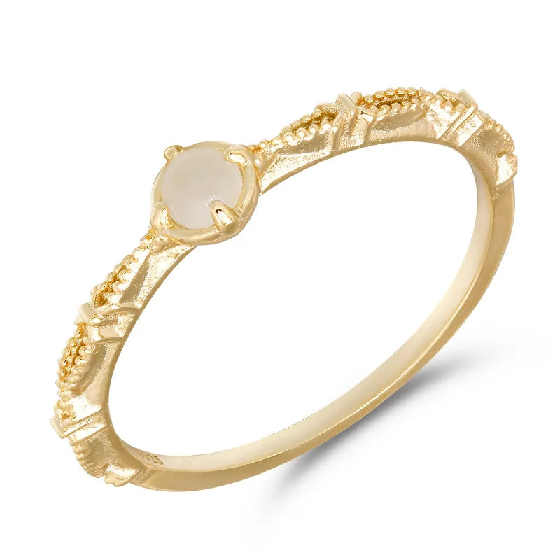 Emotional Factory 925 Sterling Silver 14K Gold Plated Gemstone Vintage Ribbon Lace Women'S Natural Red Garnet Ring