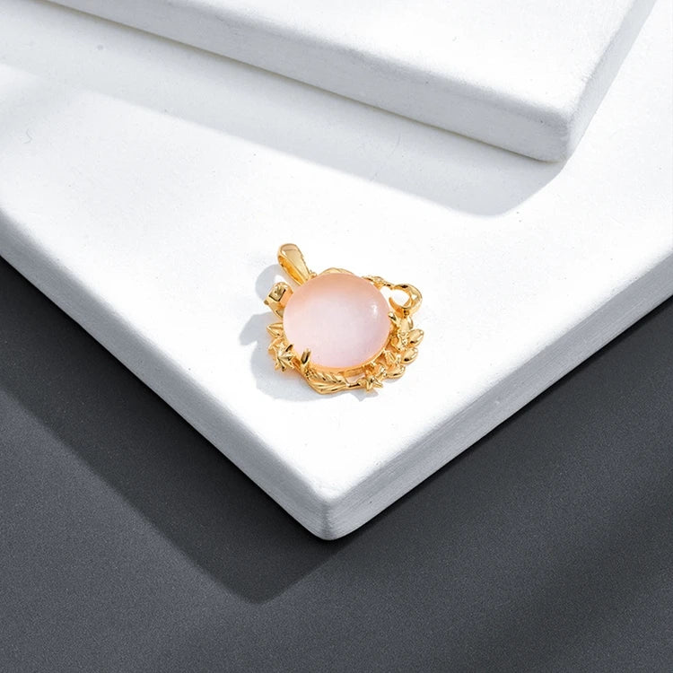 Emotional Factory 925 Sterling Silver 14K Gold Plated Gemstone Pink Crystal Leaf Star Pendant