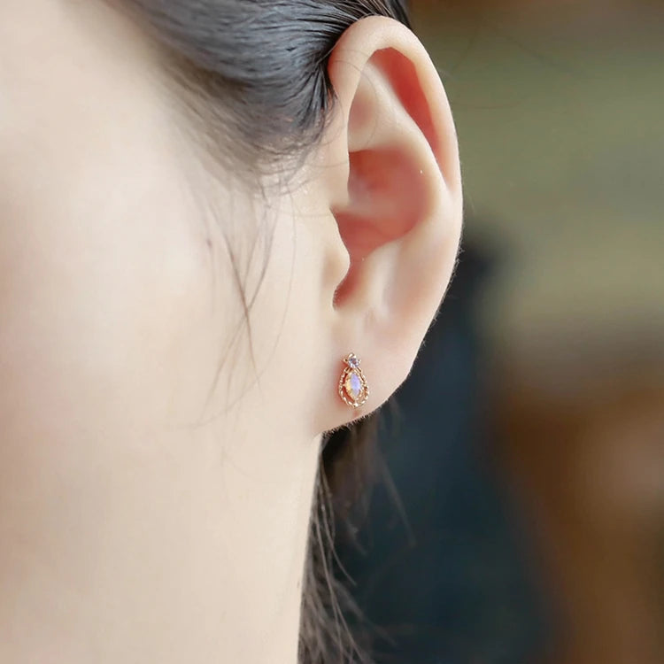 Emotional Factory 925 Sterling Silver 14K Gold Plated Gemstones Vintage Light Luxury Tanzanite Zirconia Opal Australia Earrings