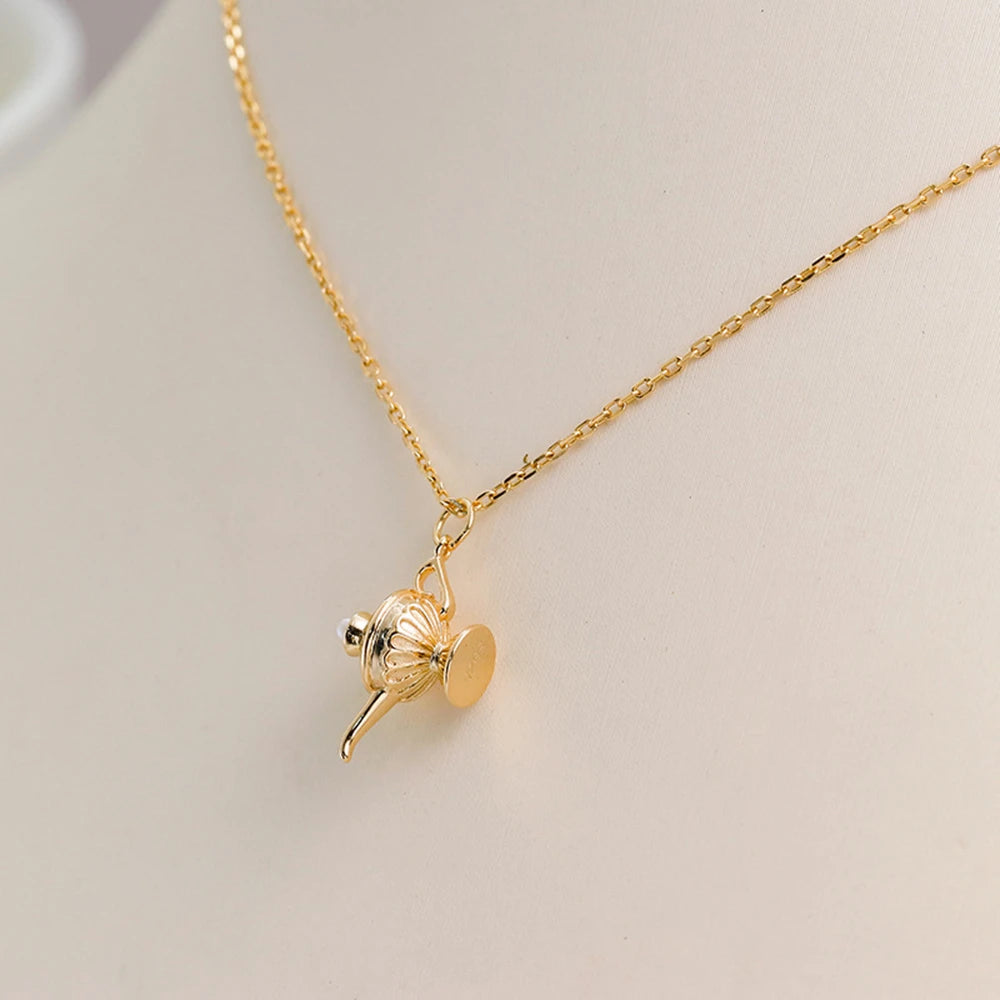 Emotional Factory 925 Sterling Silver 14K Gold Plated Gem Stone Gemstone Mythical Pearl Aladdin'S Lamp Pendant