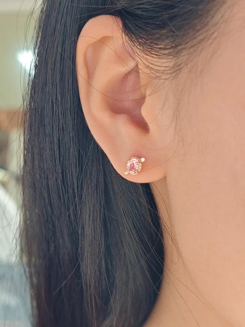 Emotional Factory 925 Sterling Silver 14K Gold Plated Love Eros' Arrow Pink Cultured Gemstone Earrings