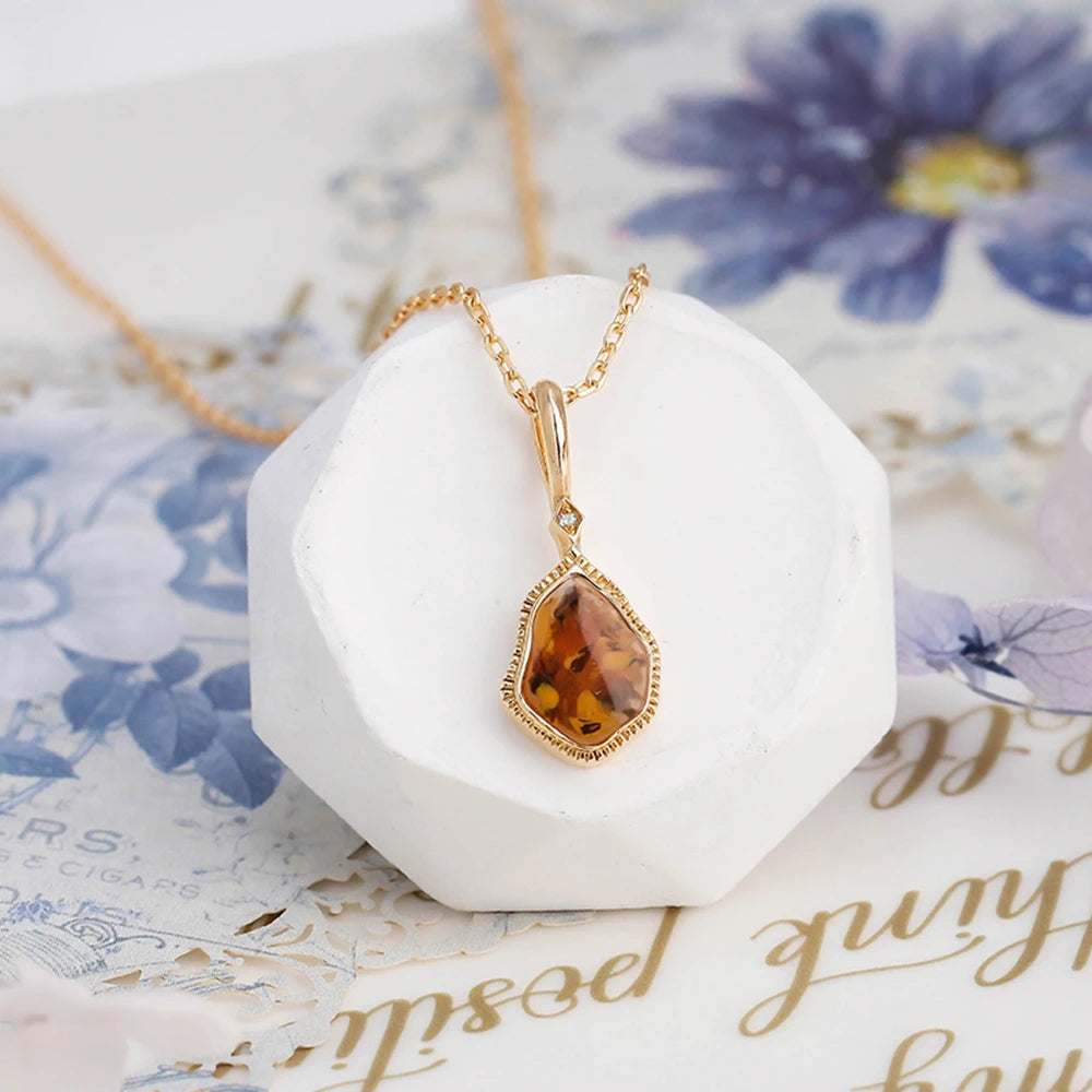 925 Sterling Silver 14K Gold Plated Cz Zircon Vintage Irregular Enamel Necklace