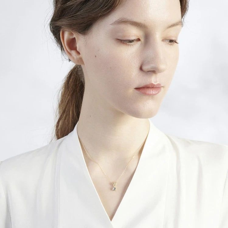 925 Sterling Silver 14K Gold Plated Gemstone Natural Aquamarine Classic Vintage Pendant