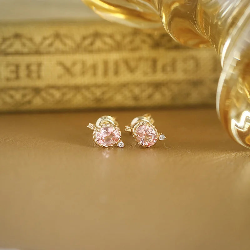 Emotional Factory 925 Sterling Silver 14K Gold Plated Love Eros' Arrow Pink Cultured Gemstone Earrings