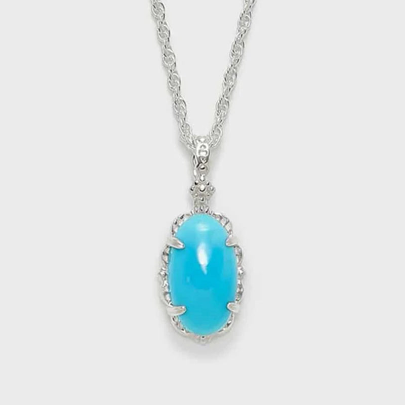 Emotional Factory 925 Sterling Silver 14K Gold Plated Gem Stone Gemstone Retro Egg Stone Artificial Turquoise Necklace
