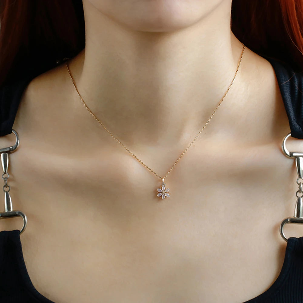 925 Sterling Silver 14K Gold Plated Gemstone Retro Hollow Flower Tanzanite Zircon  Synthetic Artificial Opal Necklace