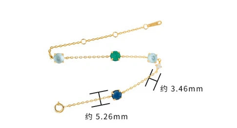 Emotional Frauen Schmuck Factory 925 Sterling Silver 14K Gold Plated Gemstone Blue Glass White Shell Chrysoprase Bracelet