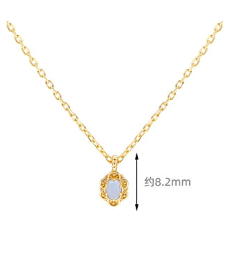 Emotional Factory Jewelry 925 Sterling Silver 14K Gold Plated Gemstone Series Gem Pattern Petal Wrap Aquamarine Necklace