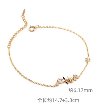 Emotional Pulseras De Plata Jewelry Fine Jewelry Stock 925 Sterling Silver 14K Gold Plated Gemstone Flower Zircon Bracelet