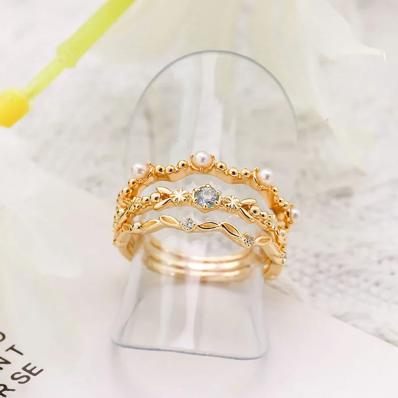 Emotional Factory 925 Sterling Silver 14K Gold Plated Gemstone Bead Twist Vintage Irregular Pearl Ring