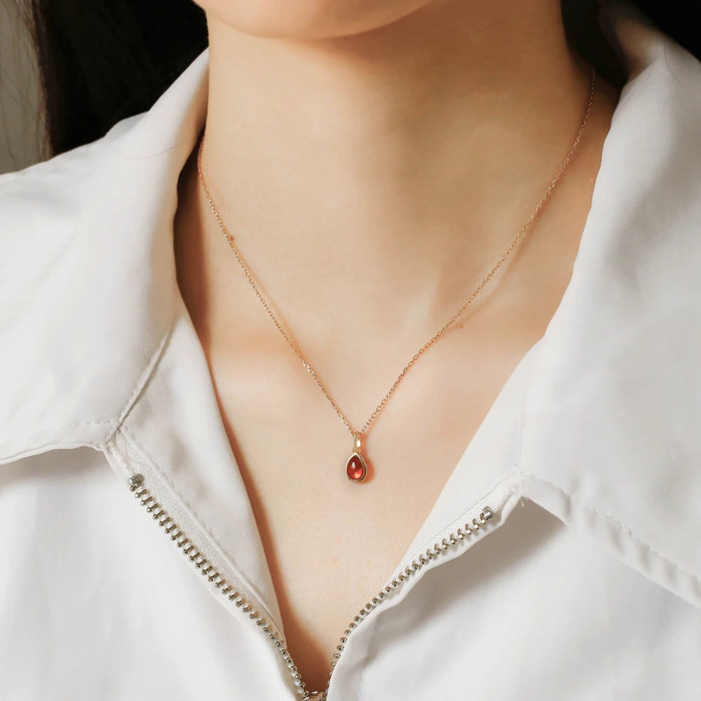 Gemstone Retro Drop Artificial Amber Necklace