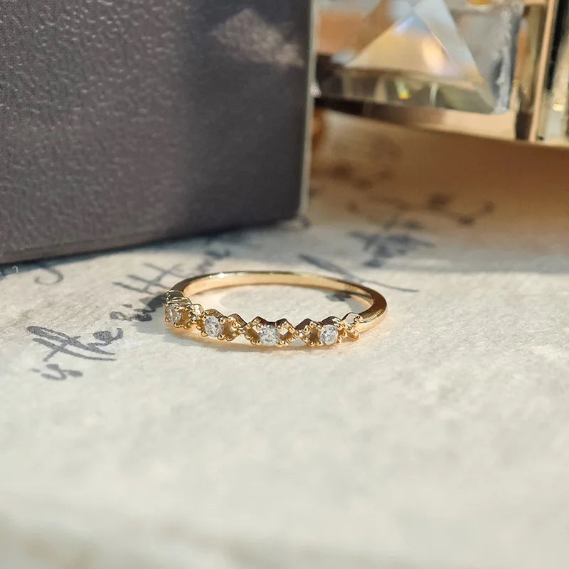 Emotional Factory 925 Sterling Silver 14K Gold Plated Gemstone Cz Zircon Hollow Lace and Zirconia Ring for Women