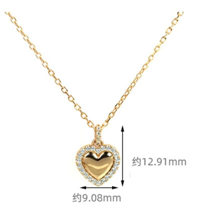Emotional Factory Jewelry 925 Sterling Silver 14K Gold Plated Zircon Heart Love Necklace
