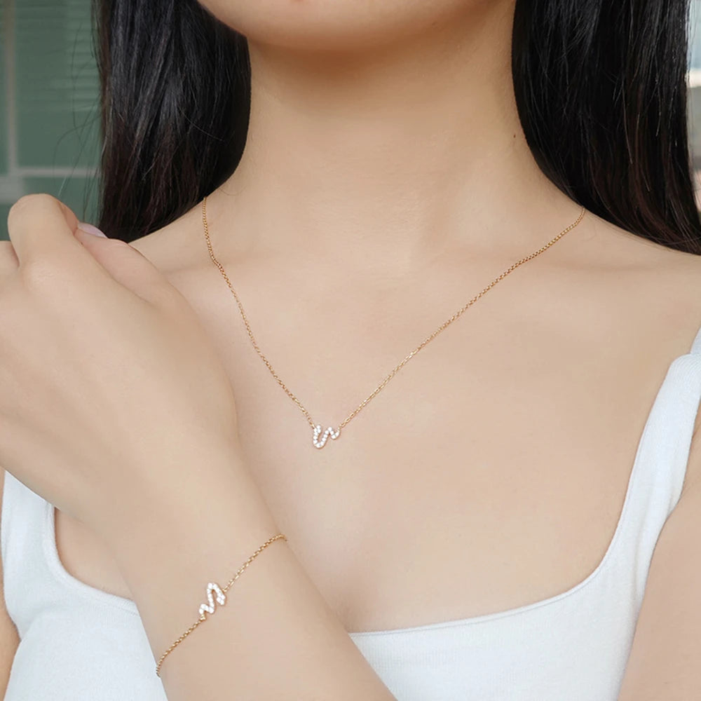 Emotional Factory 925 Sterling Silver 14K Gold Plated Gemstone Rainbow Stone Small Cute Snake Zircon Necklace