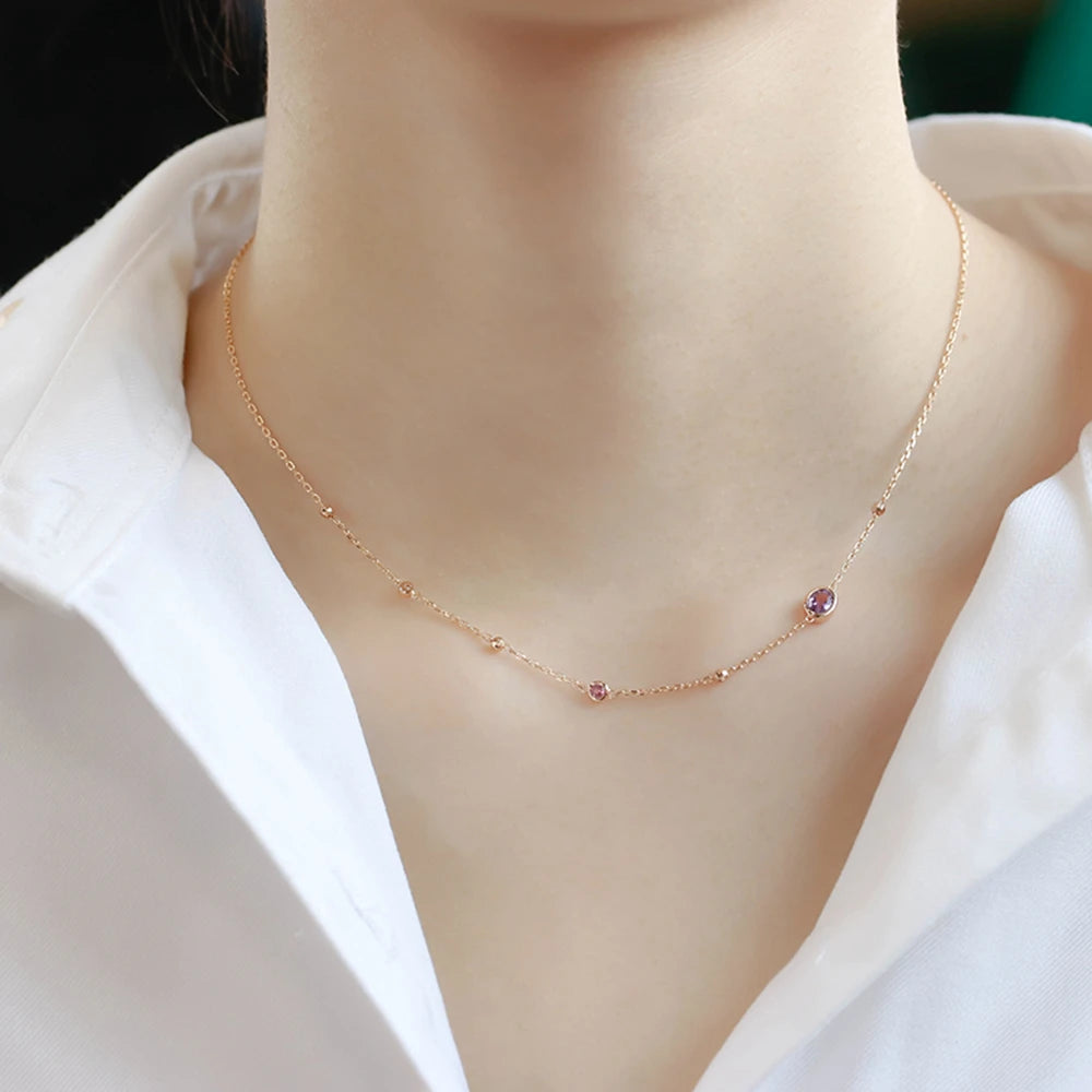 Egg-Shaped Amethyst Pink Tourmaline Necklace