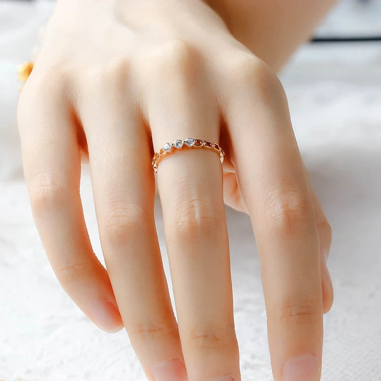 Emotional Factory 925 Sterling Silver 14K Gold Plated Gemstone Retro Vintage Cz Zircon Irregular Hollow White Zirconia Ring