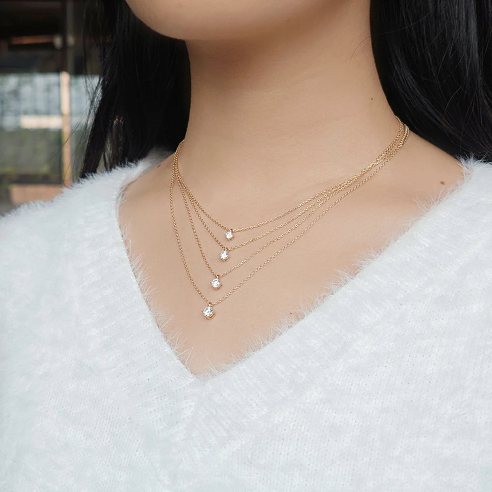 925 Sterling Silver 14K Gold Plated Gemstone Four Leaf Clover Simple Niche Design Single Stone Choker Moissanite Necklace