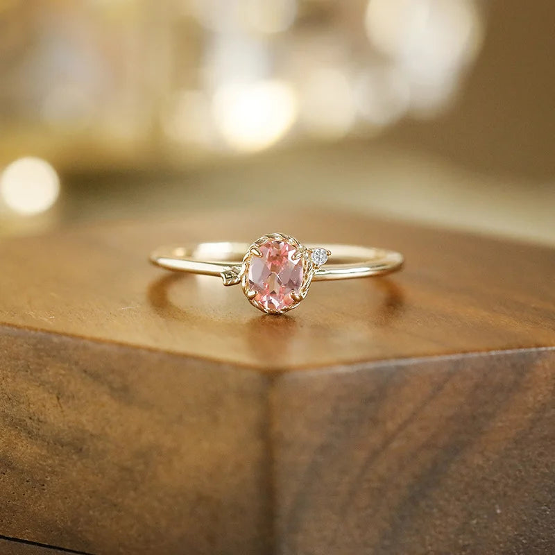 Emotional Factory 925 Sterling Silver 14K Gold Plated Love Eros Arrow Pink Cultured Gemstone Ring