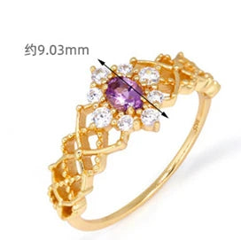 Ice Crystals Hollow Amethyst Ornate Ring