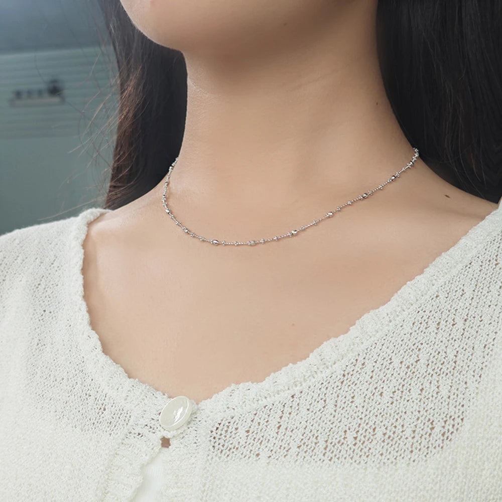 Emotional Factory 925 Sterling Silver 14K Gold Plated Fashion Sparkling Geometric Round Bead Necklace