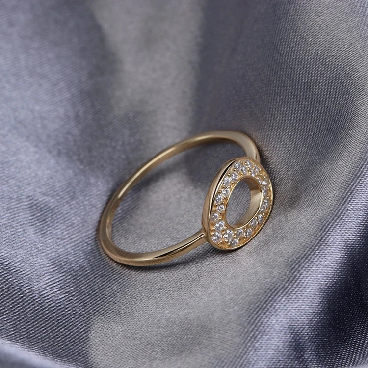 Emotional Factory 925 Sterling Silver 14K Gold Plated Gemstone Hollow Wisp 0 O Shaped Ring