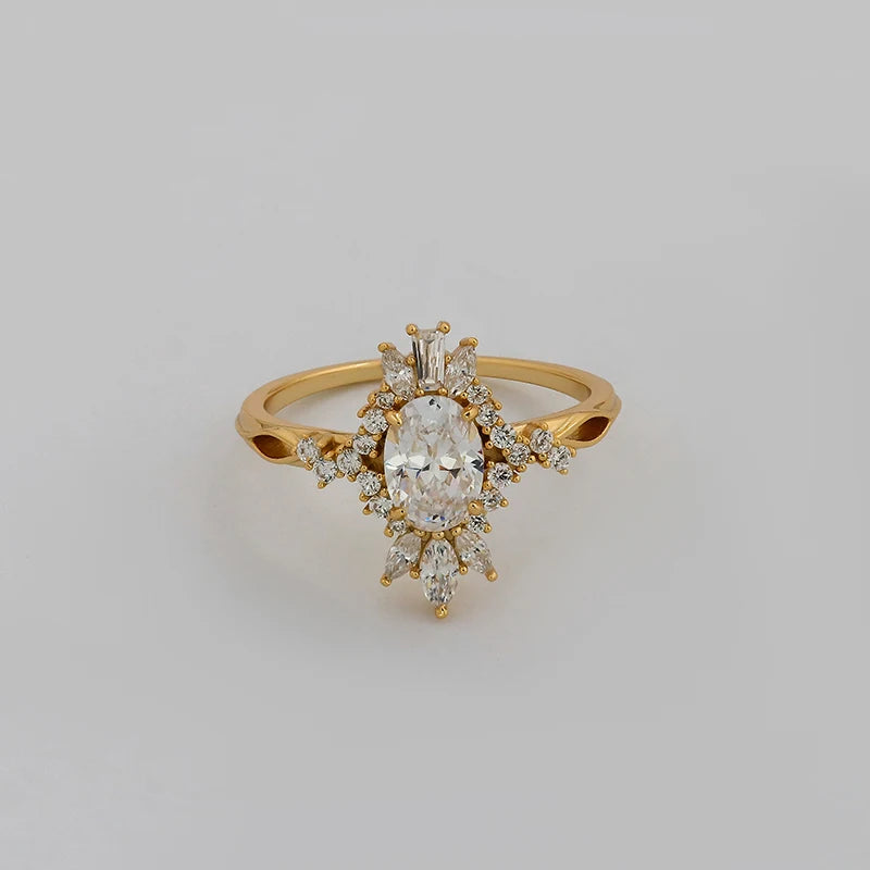 Dunli Jewelry Manufacturer Wholesale Japanese Style Fashion Luxury S925 Silver Plated 14K Gold White Zircon Ring