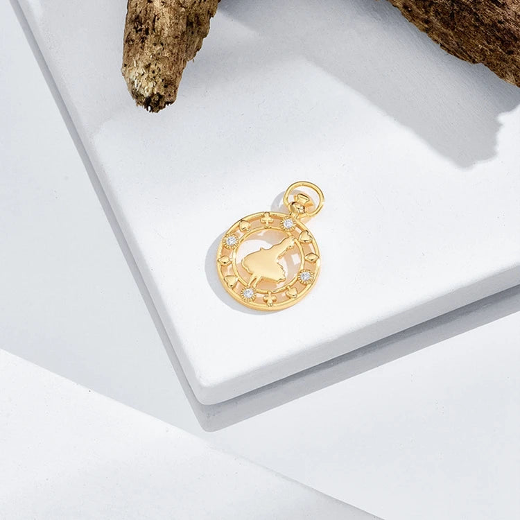 Emotional Factory 925 Sterling Silver 14K Gold Plated Hollow Map Compass Pendant