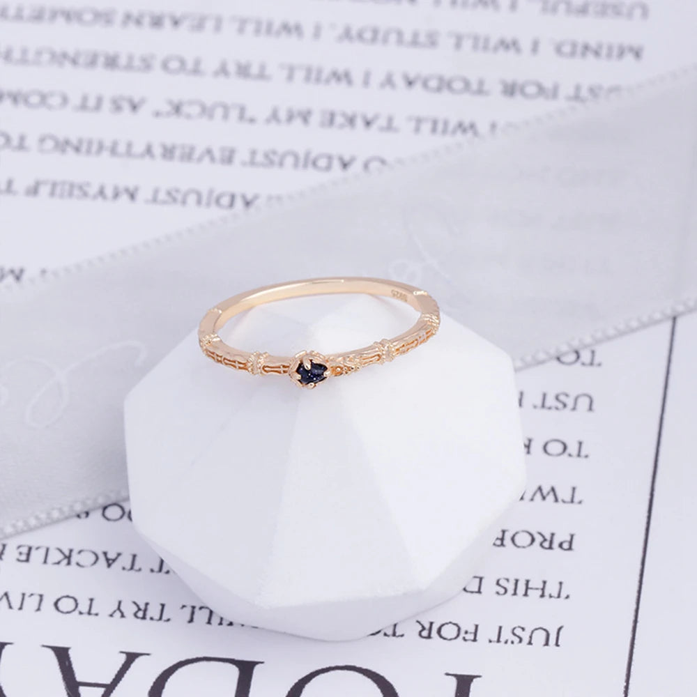 Bague 925 Sterling Silver Gold Plated Gemstone Retro Natural Green Cross Pattern Vintage Slim Black Aventurine Engagement Ring