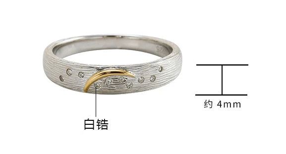 Emotional Factory 925 Sterling Silver 14K Gold Plated Gemstone Cz Zircon Bead Moon Star Ring for Women