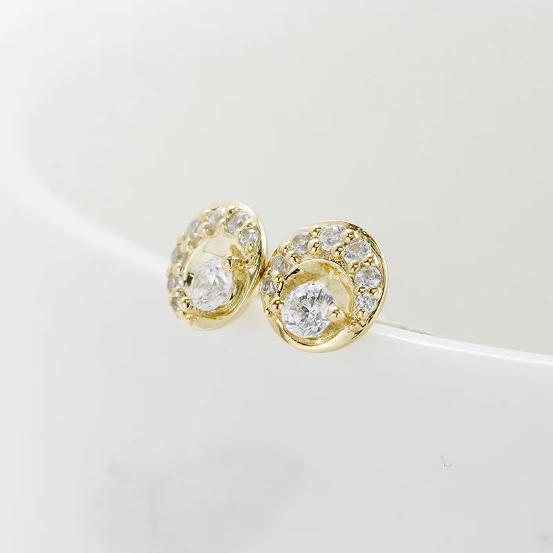 Emotional Factory 925 Sterling Silver 14K Gold Plated Gemstone Minimalist Niche Designs Round Moon Star Earrings for Women