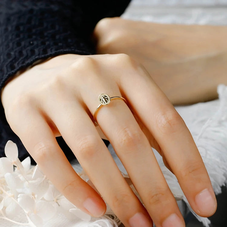 Emotional Factory 925 Sterling Silver 14K Gold Plated Bead Portraits Three-Dimensional Ring Patterned Rings