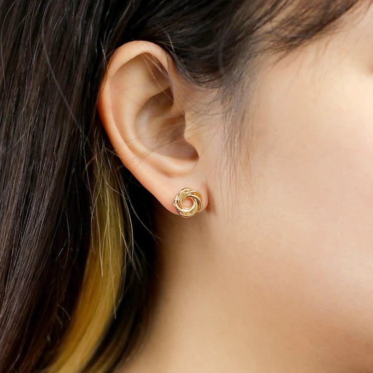 Emotional Factory 925 Sterling Silver 14K Gold Plated Line Combination Wispy Swirl Earrings