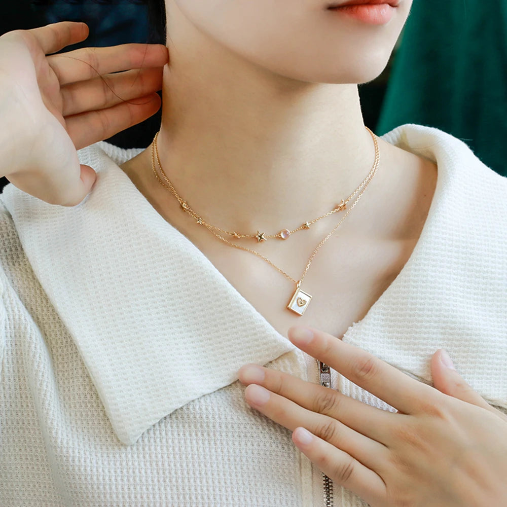 Gemstone Simpler Moonstone Star Necklace