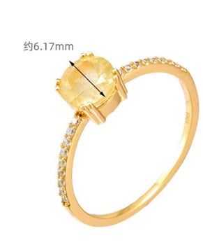 Emotional Factory 925 Sterling Silver 14K Gold Plated Gemstone Blonde Crystal Zircon 6Mm Ring
