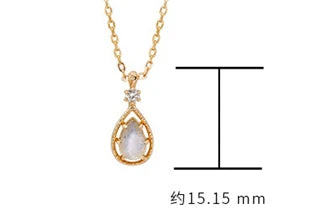 Emotional Factory 925 Sterling Silver 14K Gold Plated Gemstone Drop Zircon Labradorite Pendant Necklace