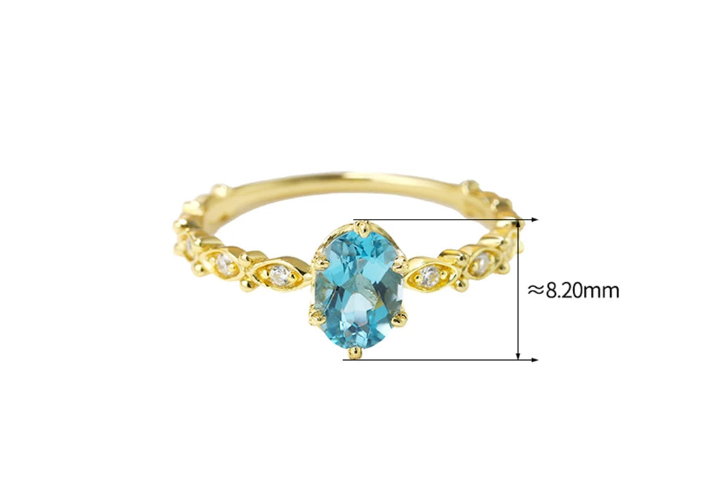Emotional Anel De Ouro Bijoux Femme Factory 925 Sterling Silver 14K Gold Plated Gemstone Series White Topaz Ring