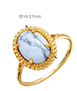 Emotional Bague De Mariage Factory 925 Sterling Silver 14K Gold Plated Gemstone Advanced White Turquoise Rings Bead Ring