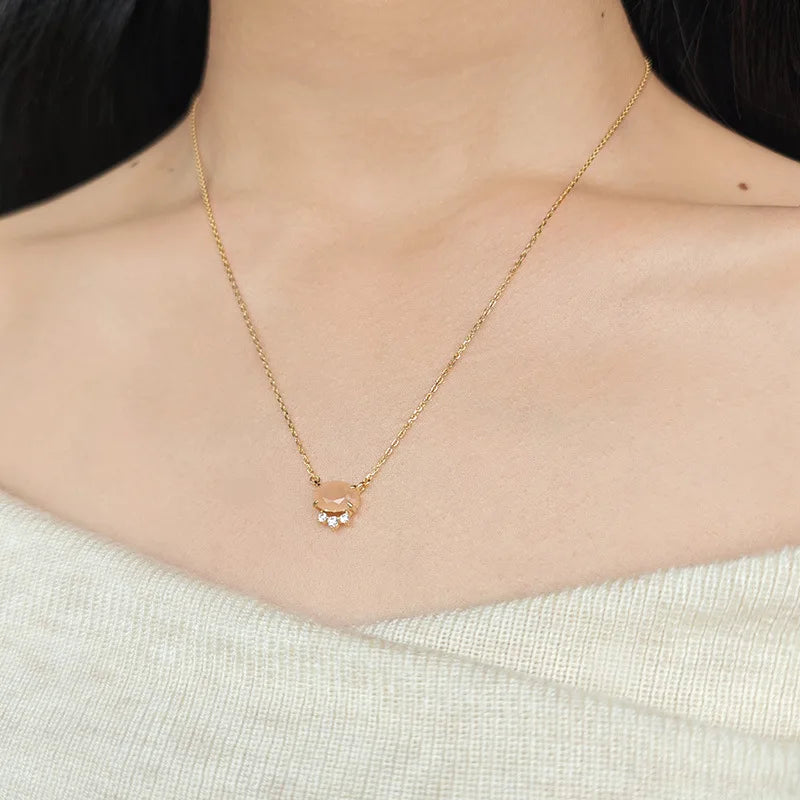 Emotional Factory 925 Sterling Silver 14K Gold Plated Gemstone Cz Zircon Sun Stone Small Fresh Orange Moonstone Ring