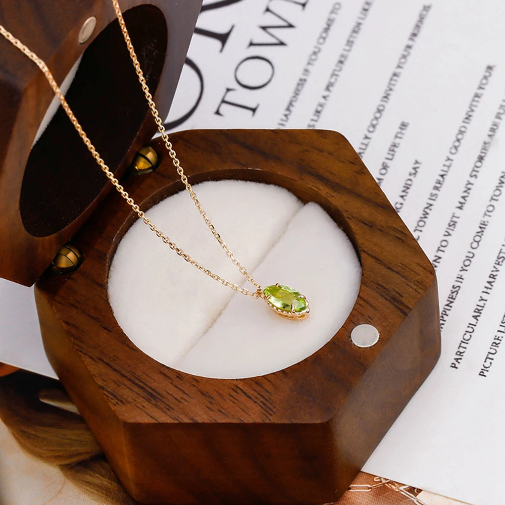 Simplicity Drop Green Peridot Necklace With Natura Stone