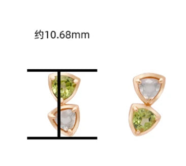 Emotional Factory 925 Sterling Silver 14K Gold Plated Gemstone Series Grape Stone Natural Peridot Simple Geometric Stud Earrings