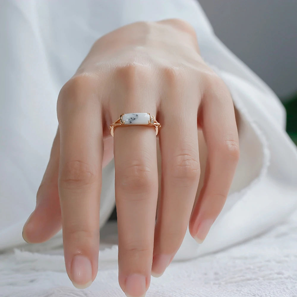 Gem Geometry Rectangular Baguette Opal Ring